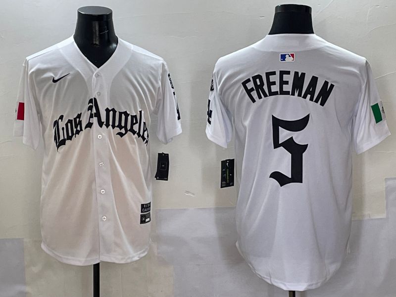 Men Los Angeles Dodgers #5 Freeman White Five generations Joint Name 2025 Nike MLB Jersey style 1->los angeles dodgers->MLB Jersey